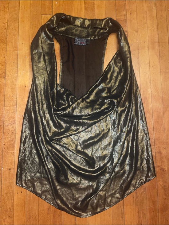 MCM Tops - MCM Metallic Bronze Sheer Racer Back Halter Flowy Tank Top